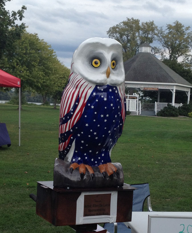 The owl “Freedom” was created by artist Ellen DeLucia and has been making the rounds in Coxsackie. Artists and would-be artists are being sought to design an owl of their own, which will eventually be auctioned off. No artistic experience is needed.